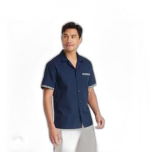 Men's Short Sleeve Trim Button-Down Shirt-Goodfellow & Co Navy Blue XL NWOT